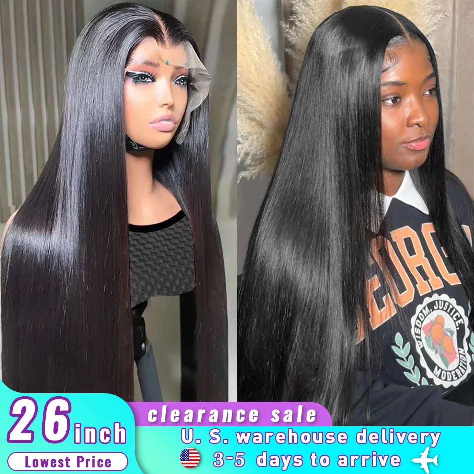 250 Density Bone Straight 13x6 Lace Front Human Hair Wig Pre Plucked 30 40 inch 13X4 HD Transparent Lace Frontal Wig For Women