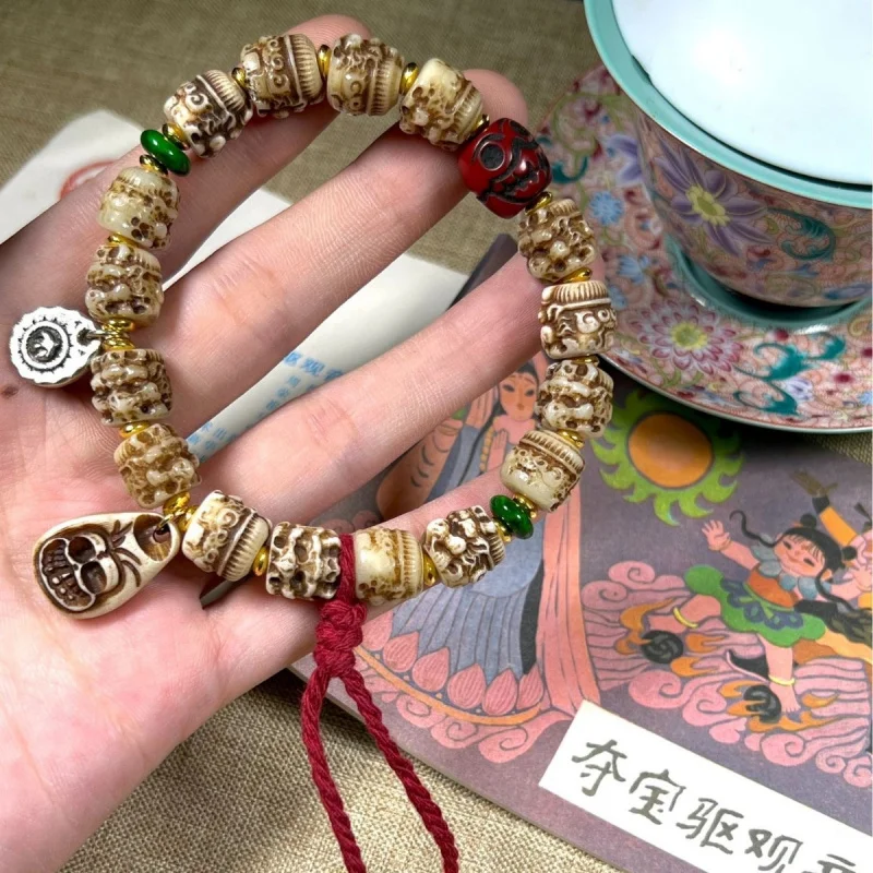 Backflow Bone Big Bird Bracelet, Buddhist Beads, Tibetan Style Copper Accessories, Decorative Hand Ornament