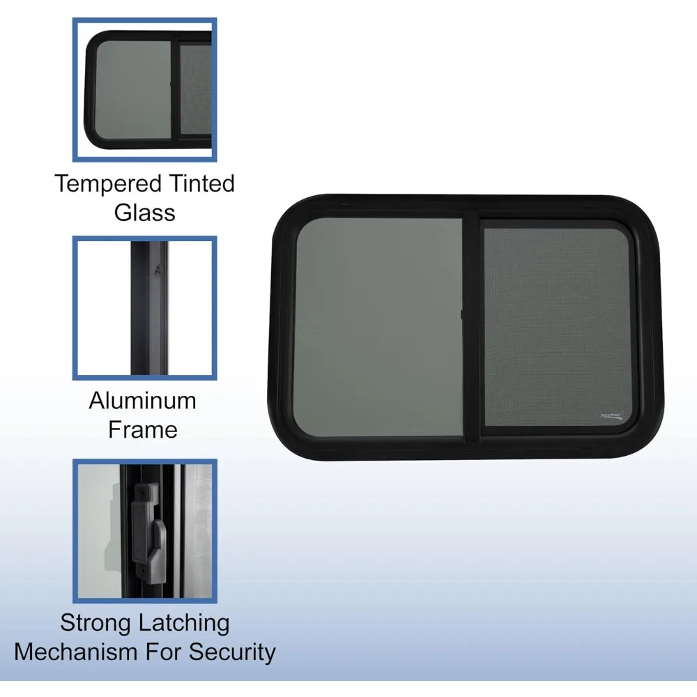 Penggantian Jendela RV Model Horizontal Teardrop Slide, 42W x 22H, Termasuk Trim 1 1/2 (1 Jendela)