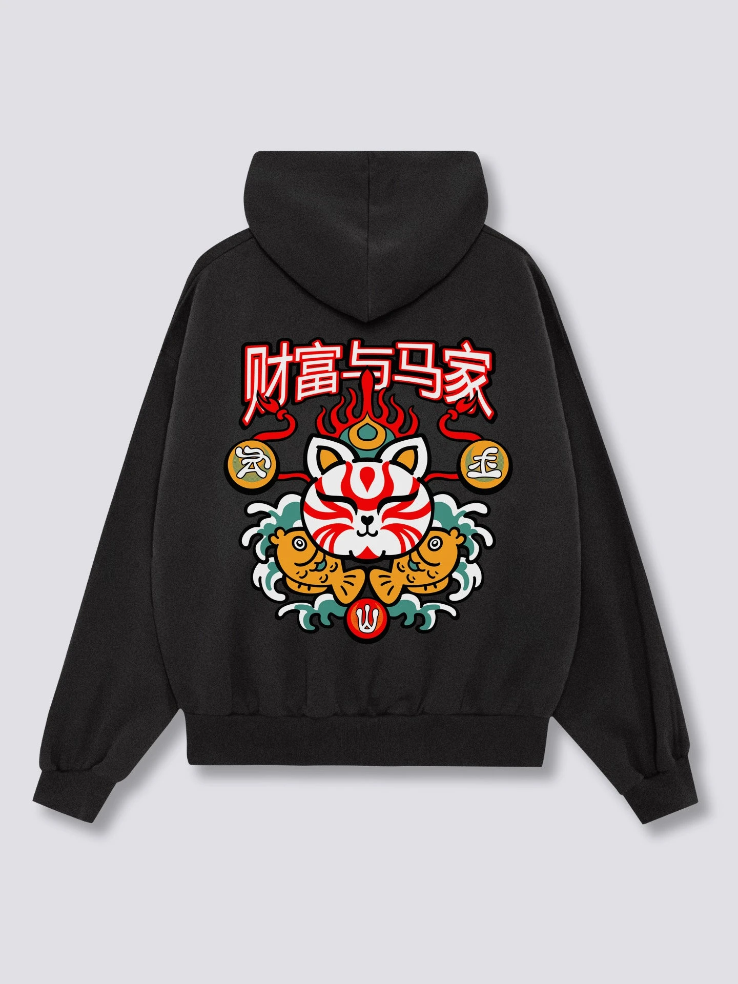 Woman Lucky Cat Koi Fish Print TShirt Japanese Retro Streetwear TShirt Back Graphic TShirt Oversized Hoodie Sweatshirt Tops