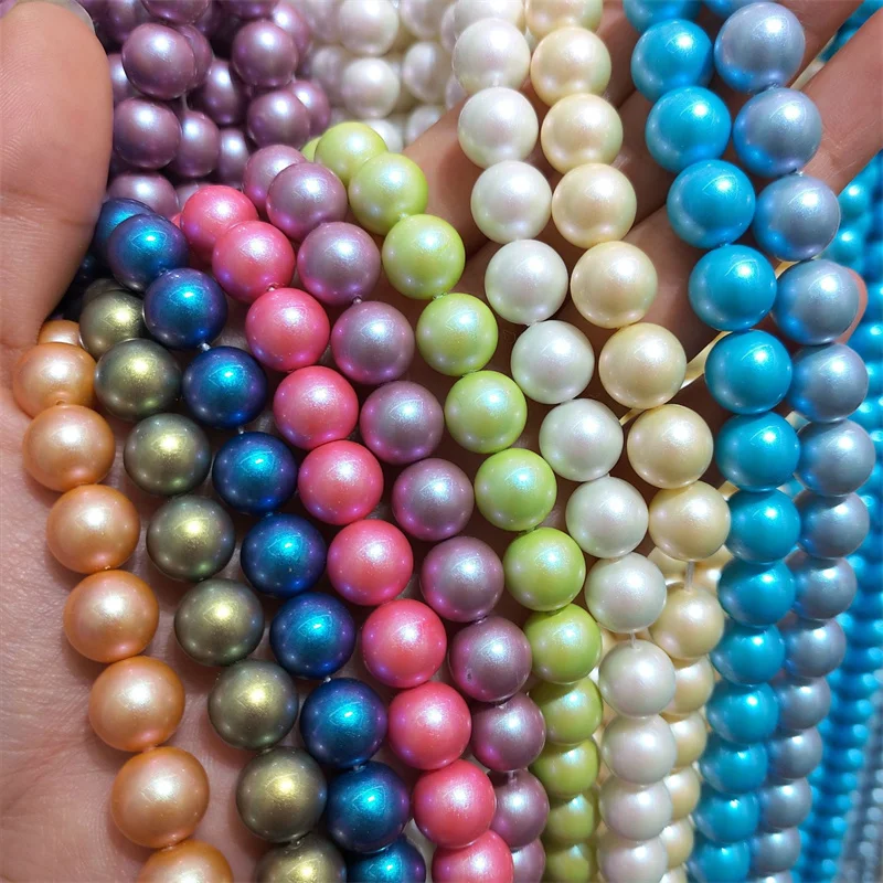 Illusion Pearl Glass beads Imitation shell pearl 6-10mm Beaded Loose Beads handmade DIY Jewelry Bracelet Necklace Accessories