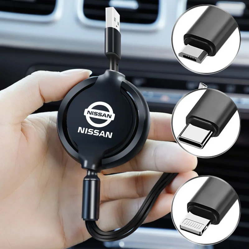 3 في 1 واجهة شاحن سيارة كابل بيانات آمن شحن سريع لنيسان قاشقاي J10 سينترا تيدا جوك نوت تريل X-Trail T32 T31 #1
