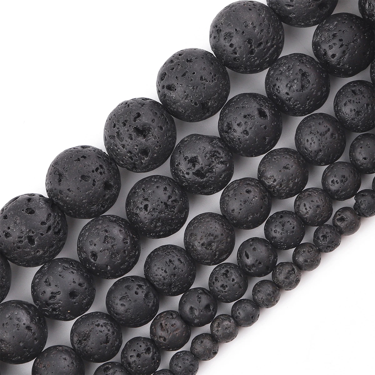 Wholesale Natural Black Lava 4mm 6mm 8mm 10mm 12mm round Volcanic Loose Beads for Jewelry Making Or Gift Charms