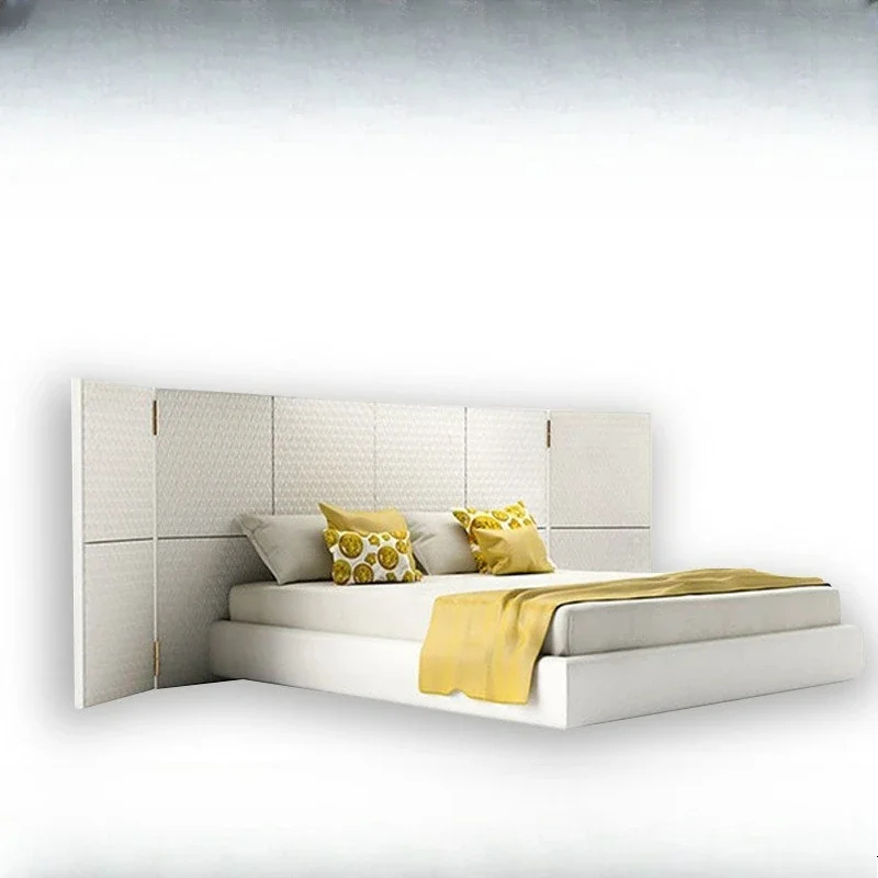 Italian luxury bedroom designer 1.8m nappa leather widescreen bed