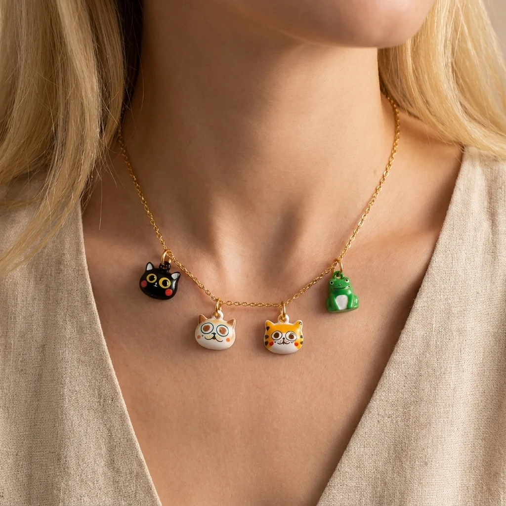 3 Stück Modische Einfache Beliebte Tier-Serie Kätzchen Rotes Pferd Biene DIY Anhänger Charms für Schmuck – Detail 1