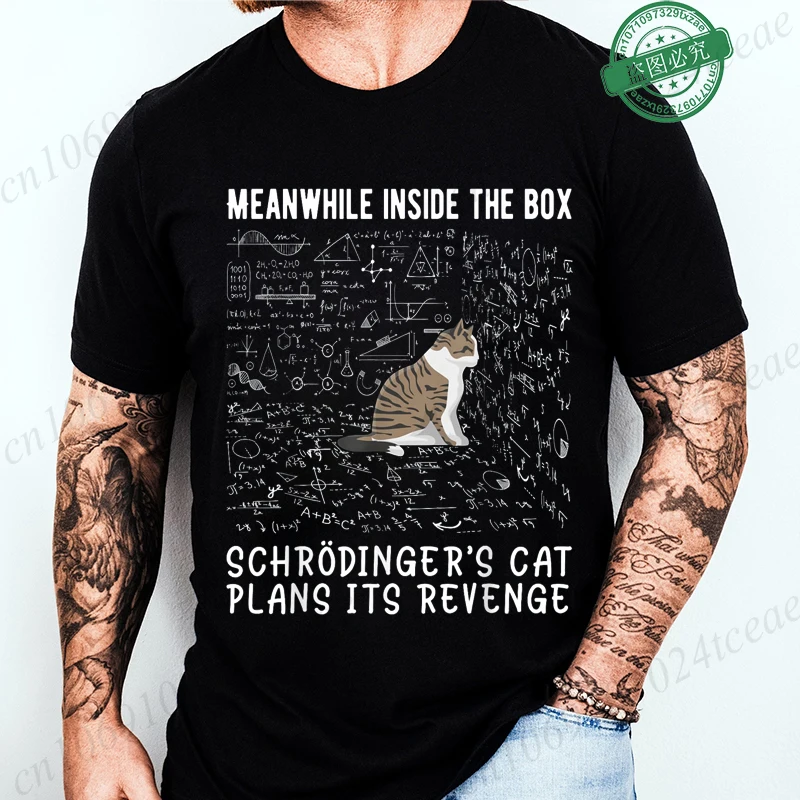 Men's Summer Casual Shirt Funny Cat Escape Plan Science Design T-Shirt Men's Physics Science Nerd Geek Short Sleeve T-Shirt Tops