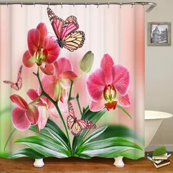 3D Flowers Pattern Printed Shower Curtain Waterproof Curtain With Hook Bathroom Decorative Curtain 3D Shower curtains 240*180cm