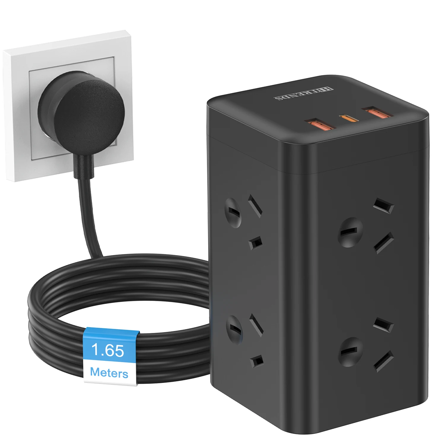 

Плата питания австралийского стандарта с 6 розетками переменного тока, 2 USB-A и USB-C зарядным портом, сетевой фильтр, кабель 1,65 м для дома
