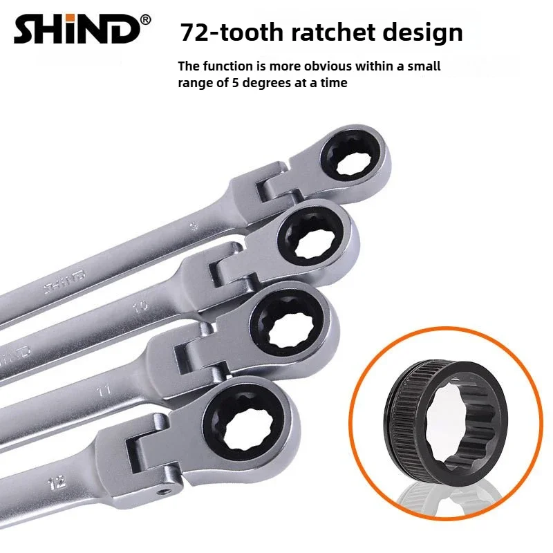 

Plum Ratchet Wrench Open Dual-purpose Quick Ratchet Wrench 72-tooth Multifunctional chromium vanadium steel Wrench 8-19mm