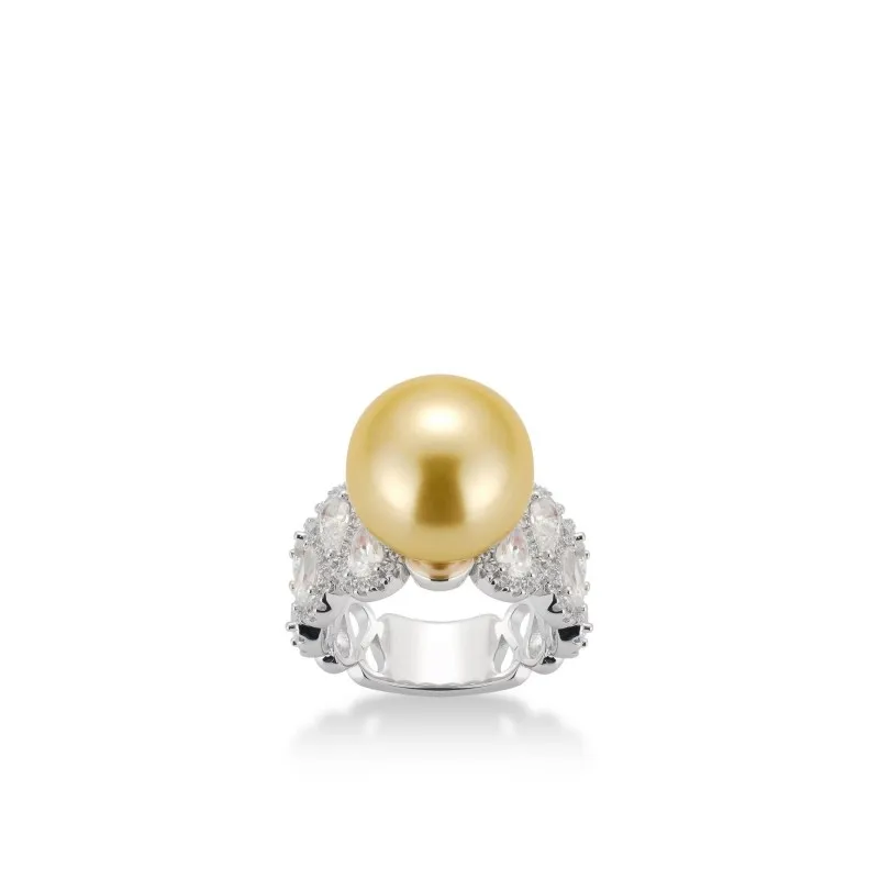 ZOCA New Natural Shell Pearl Gold Color Ring Real Sterling 925 Silver Ring Jewelry for Women Mom Girl Gift