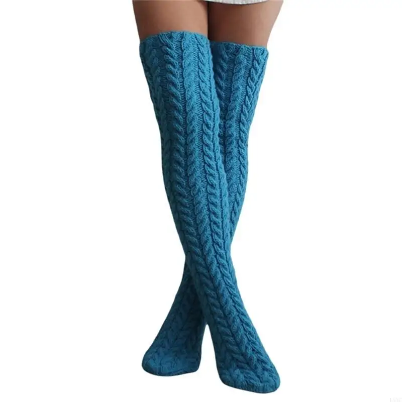 L5YC Thigh High Socks for Women,Winter Over Knee Socks,Cable Knitted Boot Stockings Fashion Thick Thigh Tigh Leg Warmers