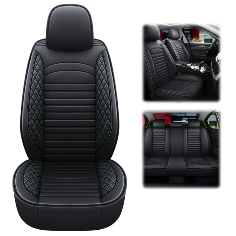 

11Pcs 5 Seats Vehicle Seat Cushion Leather Front Rear Seat Cushion Cover Front Rear Seats Protective Covers for Most Cars
