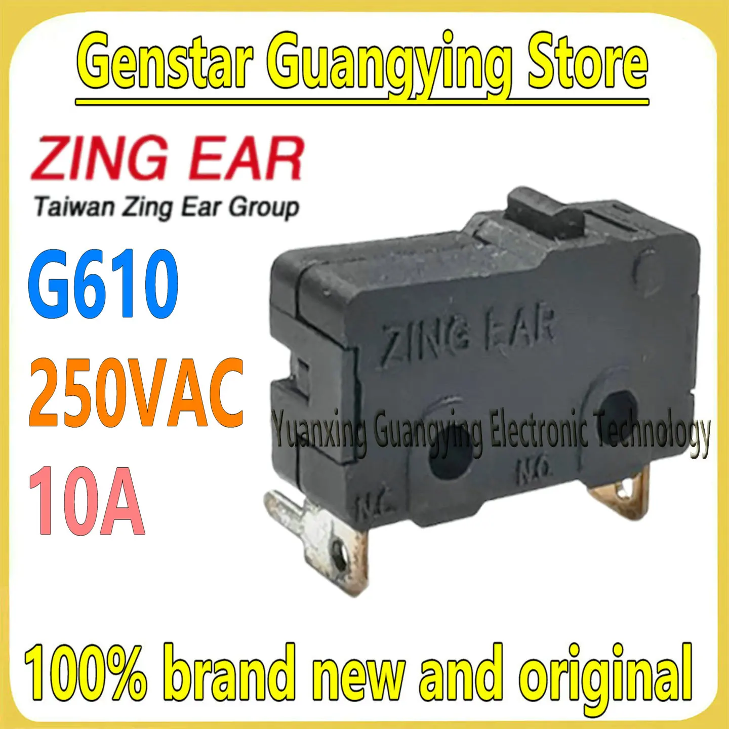 (10 pieces) G610 10A 250VAC Micro Switch, 2-pin, 10.1A, Travel Limit Detection, Reset, Tactile Button, 100% Brand New