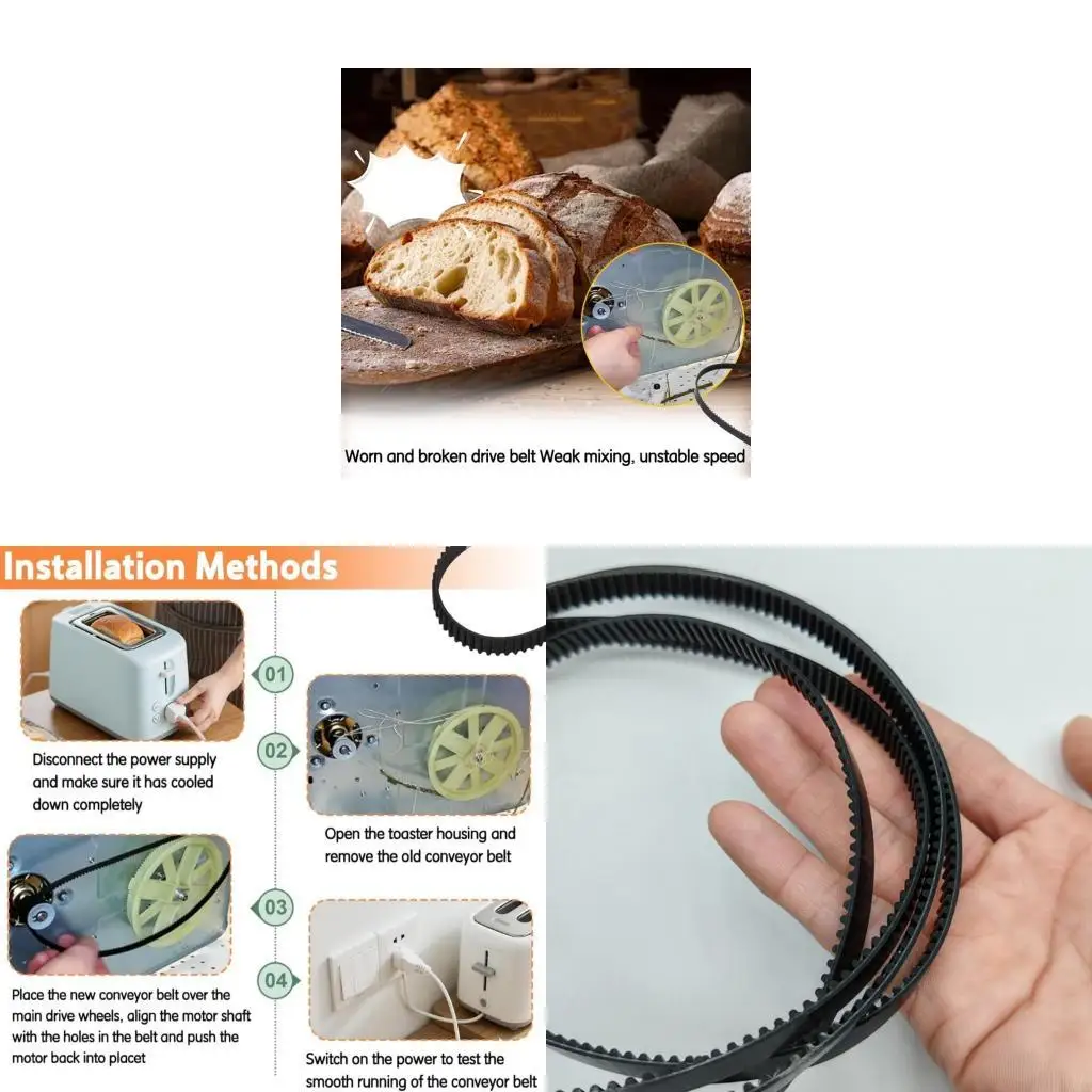 F92F 142 Tooth 384mm Length Bread Maker Belt Rubber Bread Machine Drive Belt Kitchen Appliance Accessories Enduring
