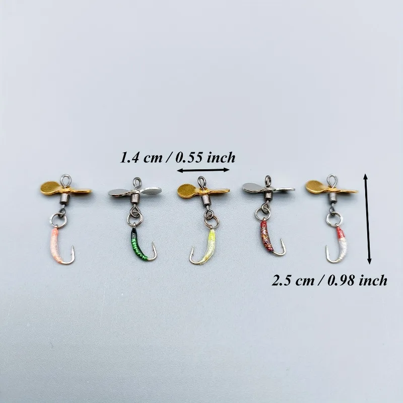 5pcs Spinner for Fly Fishing Hooks Propeller Scale Hook Set Sequined Fly Bait Lure False Bait White Stripe Horse Mouth