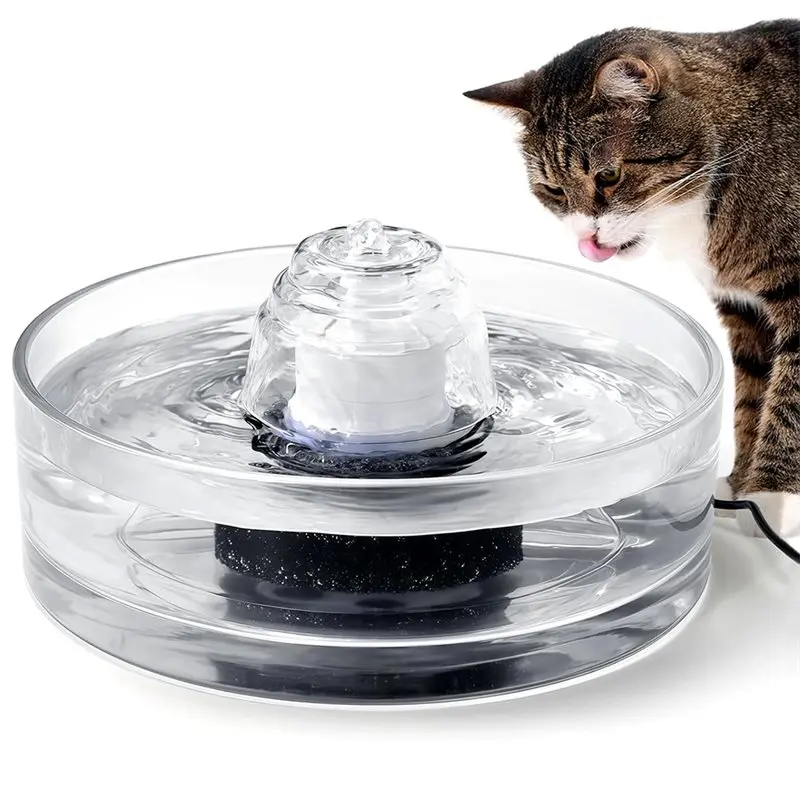 RMWIN-Glass Cat For Water Fountain With 2.7L USB Interface Model Ultra Quiet Pump For Drinking For Water