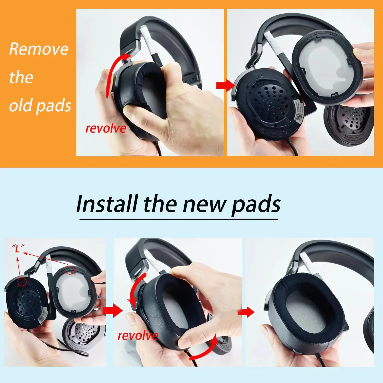 Replacement Upgraded High Quality Repair Parts Earpads Ear Covers for Corsair HS55/HS65 Pro Headset Ear Pads Comes with a buckle