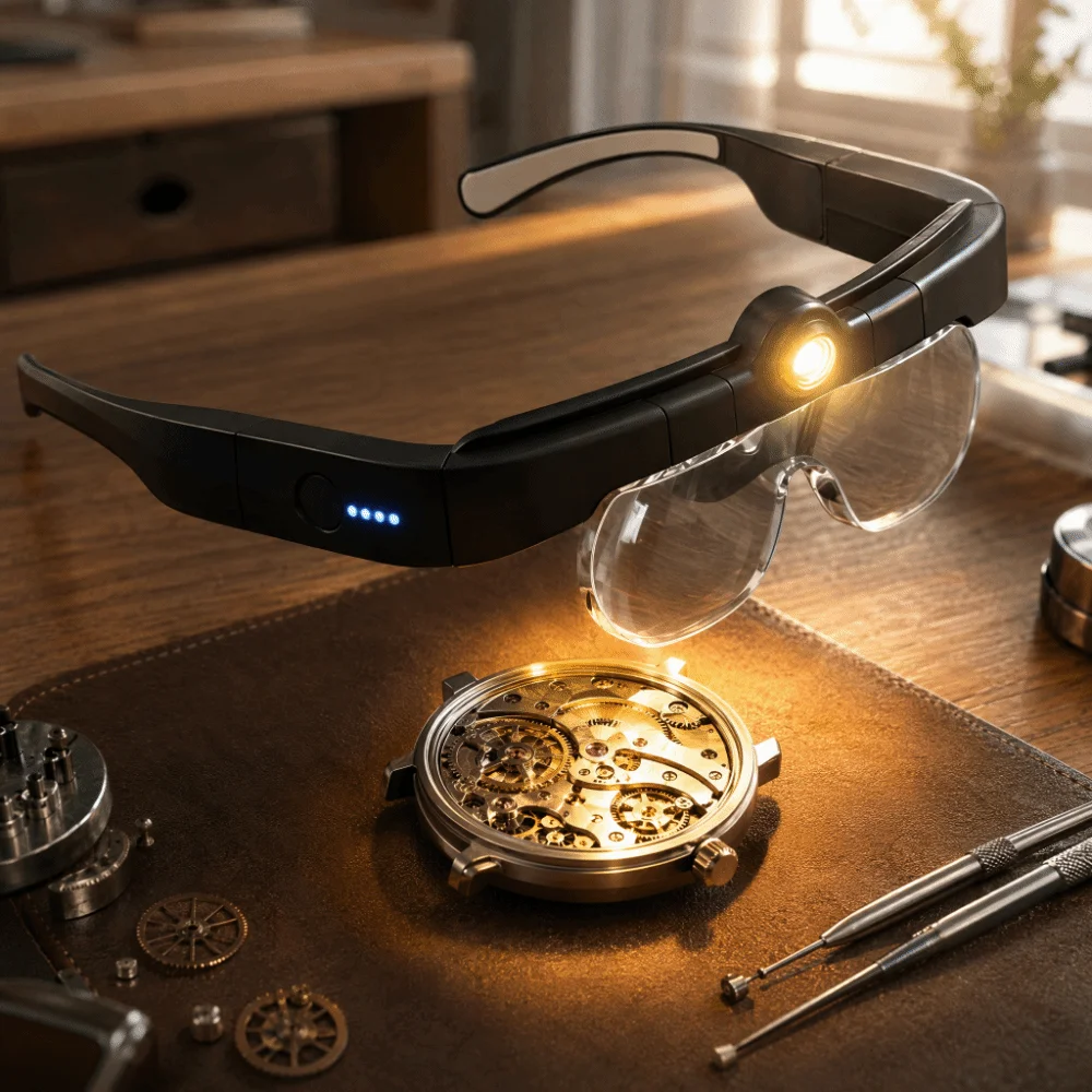 With Light LED Magnifying Glass USB Rechargeable Hands Free Head-Mounted Magnifier Head Mounted Electronic Repair Equipment