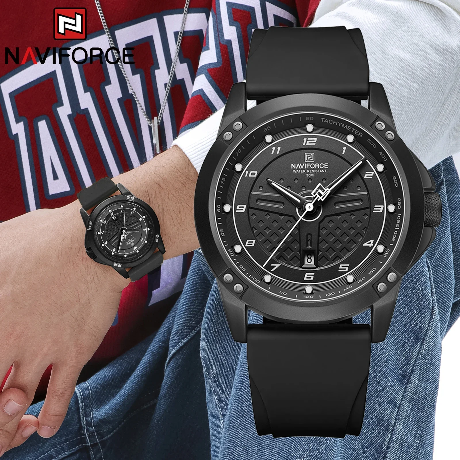 NAVIFORCE New 8031 Men Watch Top Brand Luxury Waterproof Calendar Original Watch Silicone Sport Military Army Quartz Male Clock