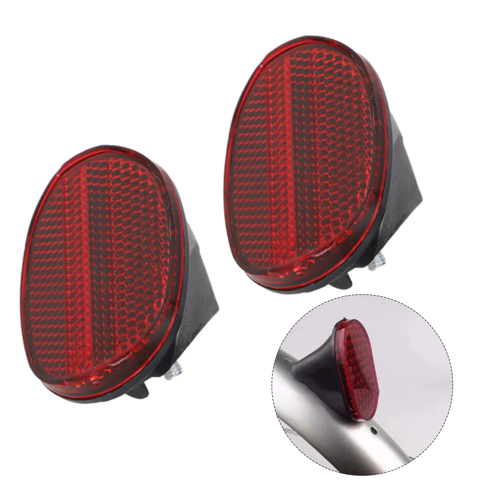 2pcs Bicycle Oval Rear Mudguard Reflector Bike Oval Rear Taillights Reflective Warnings Lamp Night Riding Safety Light