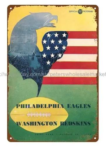 1949 football  vs Redskins Program metal tin sign wall decor