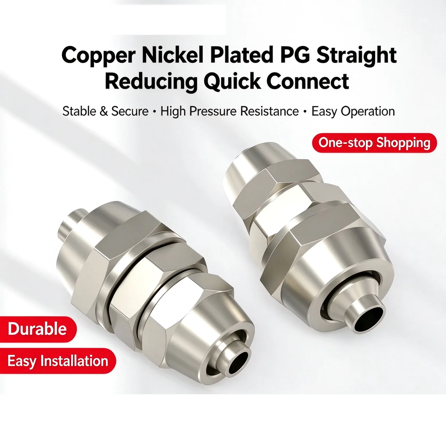Hose Fittings 6mm 8mm 10mm for Industry Copper Nickel Plated Quick Screw Connector Straight Push Indu Pneumatic Fast Twist Air