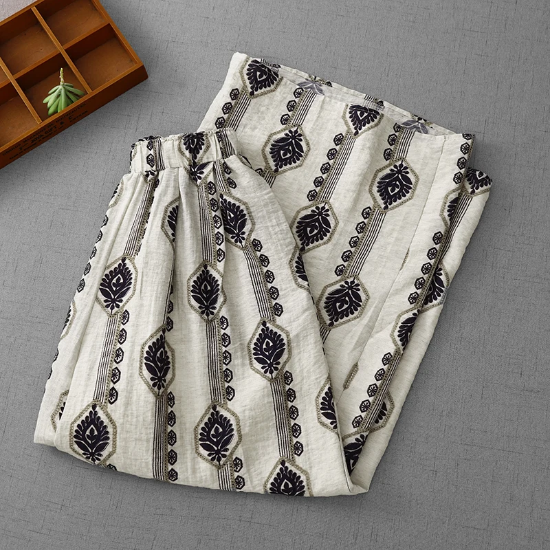 Pantaloni casual a gamba larga a vita alta n Sle Pantaloni Vaion Faion estivi da donna in misto cotone Vestibilità comoda