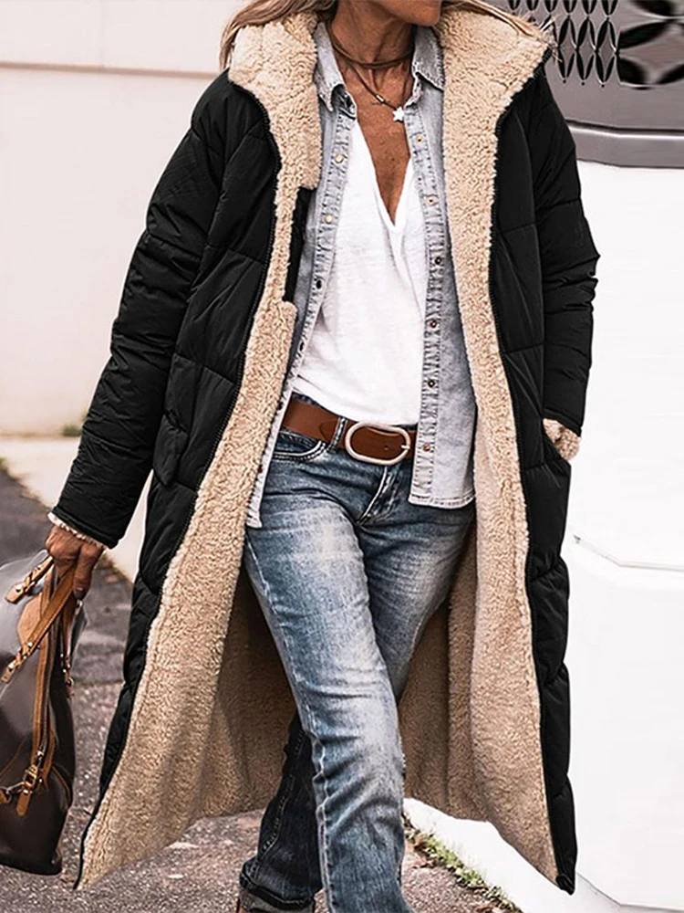 Women\'s 2024 Winter Fashion Clothes Oversized Shearling Fleece Long Coats Jackets