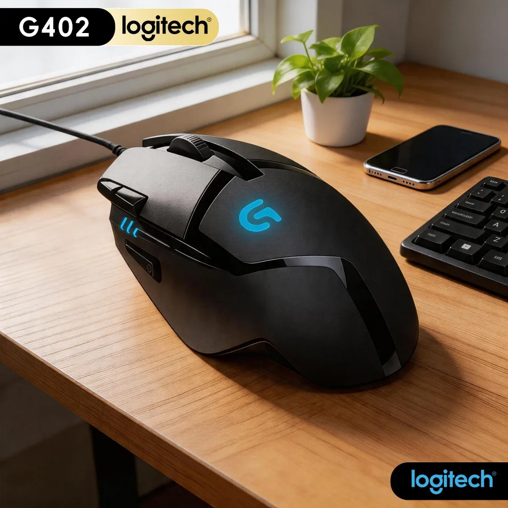 Logitech G402 Hyperion Fury Gaming Mouse 32‑Bit Built‑In Processor Four Adjustable DPI Modes For Casual Online Game Players