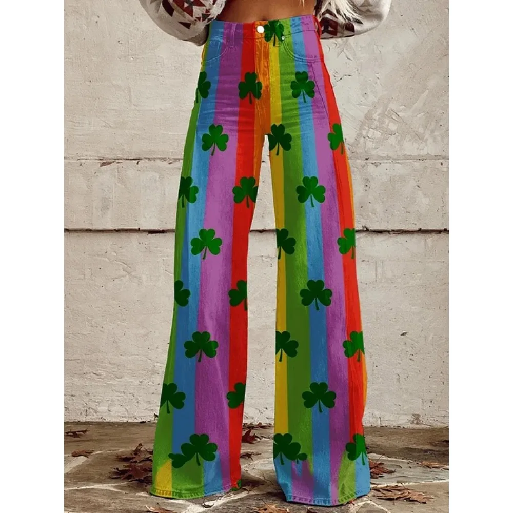 Damen Leopardenmuster Weite Hose mit Hoher Taille Baggy Y2K Vintage Streetwear Hose Locker Sitzende Lässige Tierdruck-Hose – Detail 15