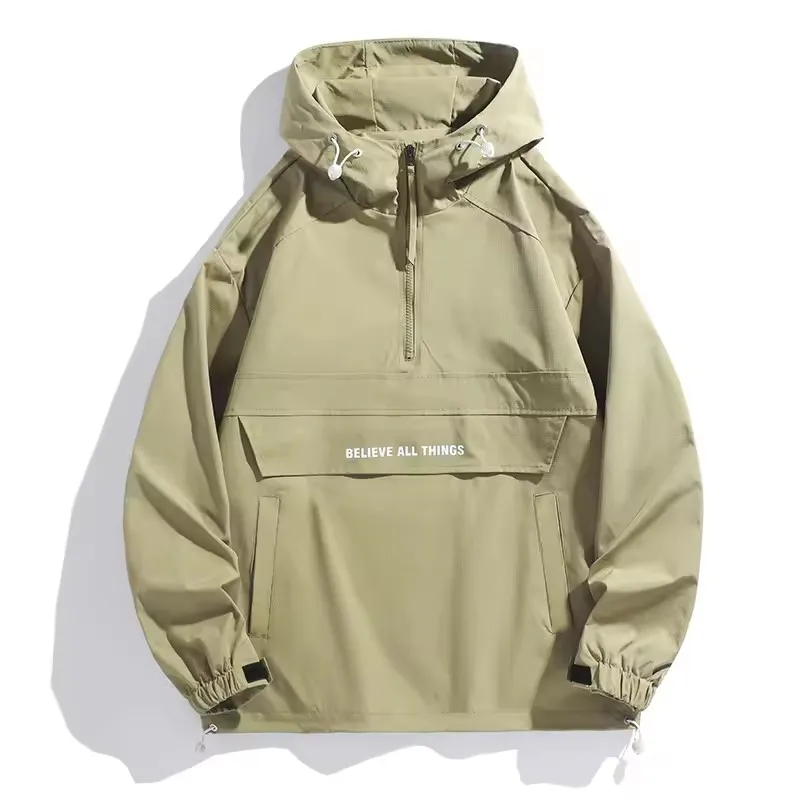 2026 CASKYTE Men Hiking Jacket  Waterproof Fishing Hooded Sport Jacket Adjustable Drawstring Travel Jacket Mountaineering Coats
