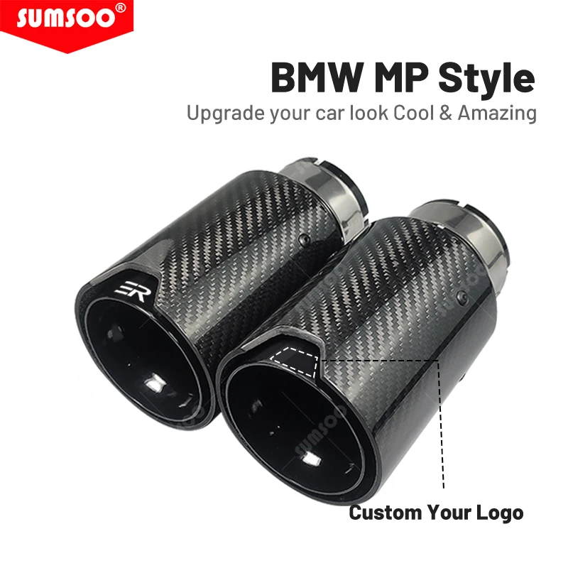 1PCS ER Exhaust Tip Car Accessories Carbon Fiber Nozzles Pipe for BMW Modify Stainless Muffler Tail Tips Upgrade