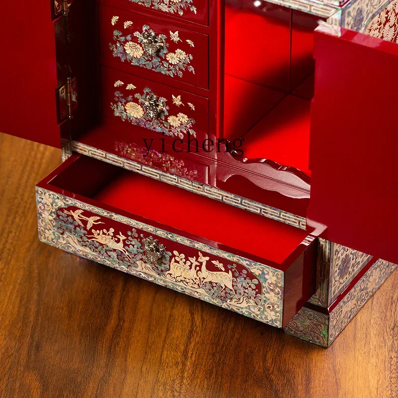 ZK jewelry box Pingyao push light lacquer storage box gift jewelry cabinet home decoration accessories