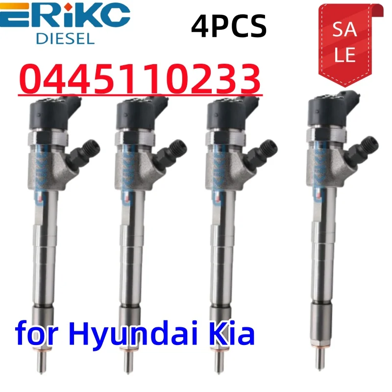 

4PCS 0445110233 Common Rail Injector 0 445 110 233 33800-4A400 Diesel Injection Assy 33800-4A410 33800-4A420 for Hyundai Kia
