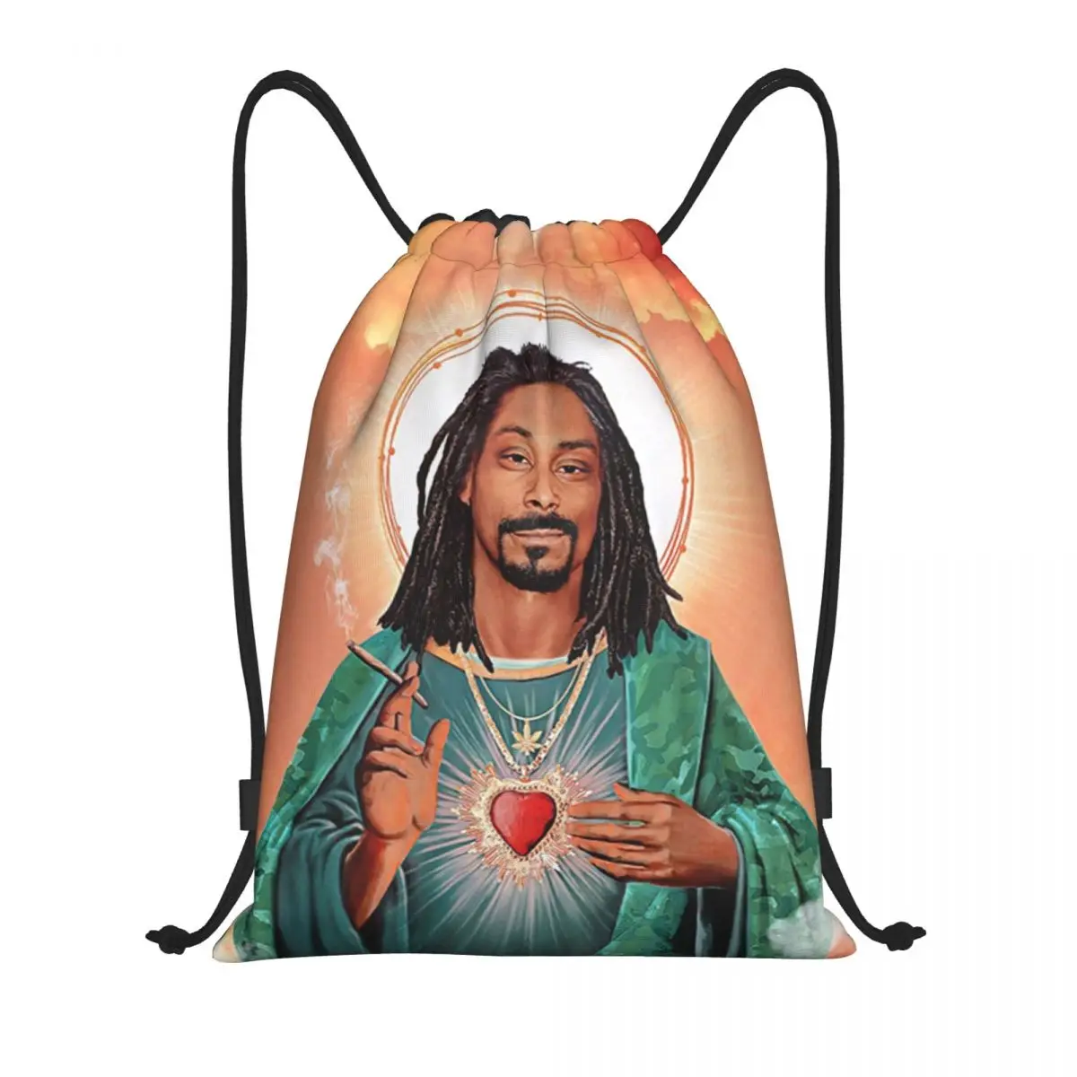 Custom Snoop Dogg Saint Jesus Meme Drawstring Bags for Training Yoga Backpacks Men Women Sports Gym Sackpack