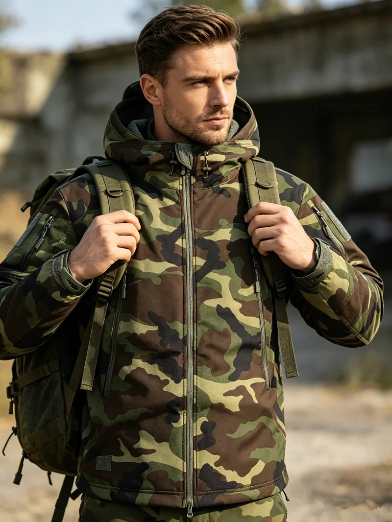Herbst Winter Wollmischung Taktische Jacke Wasserdicht Winddicht Outdoor-Mantel für Angeln Wandern Camping Warme Freizeitoberbekleidung