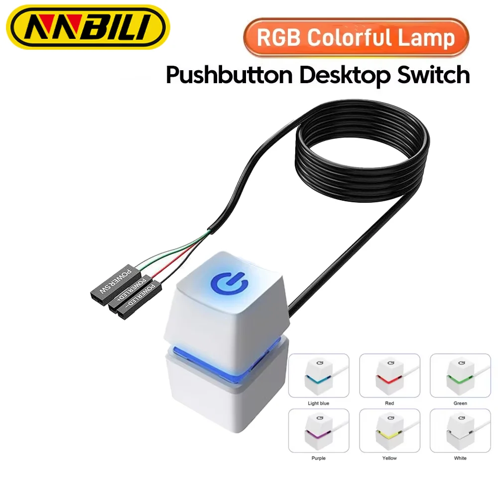 NNBILI Computer Desktop Power Switch Extension Cable LED Motherboard External Start Power On/Off Button for Home Office 2m ﻿