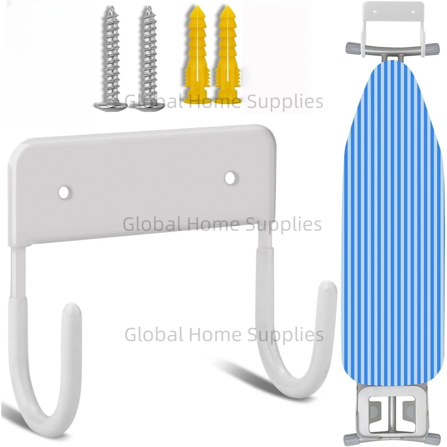 Ironing Board Hanger Wall Mount Iron Board Organizer Wall Rack for Laundry Rooms Space-Saving Storage Rack Hanging Shelf Hanger