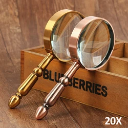 20X Handheld Retro All-Metal Magnifier Reading Magnifying Glass Portable Jewelry Antique Loupe with High Magnification Power Len