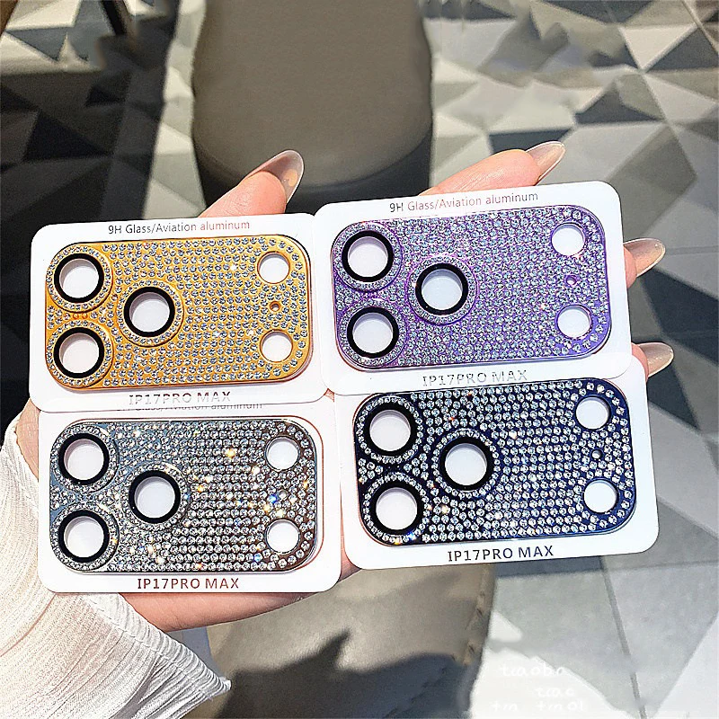 

3D Glitter Diamond Protection Camera Full Cover For iPhone 17 16 Pro Max Air Plus Glass Lens Protector Scratch Resistant