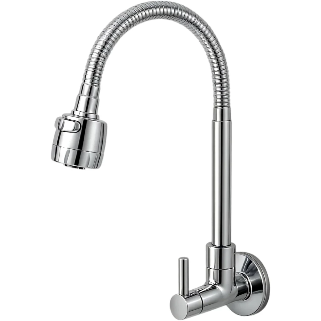 Torneira Cozinha Parede Gourmet Inox Flexível Cromada Premium Anti-corrosão Luxo