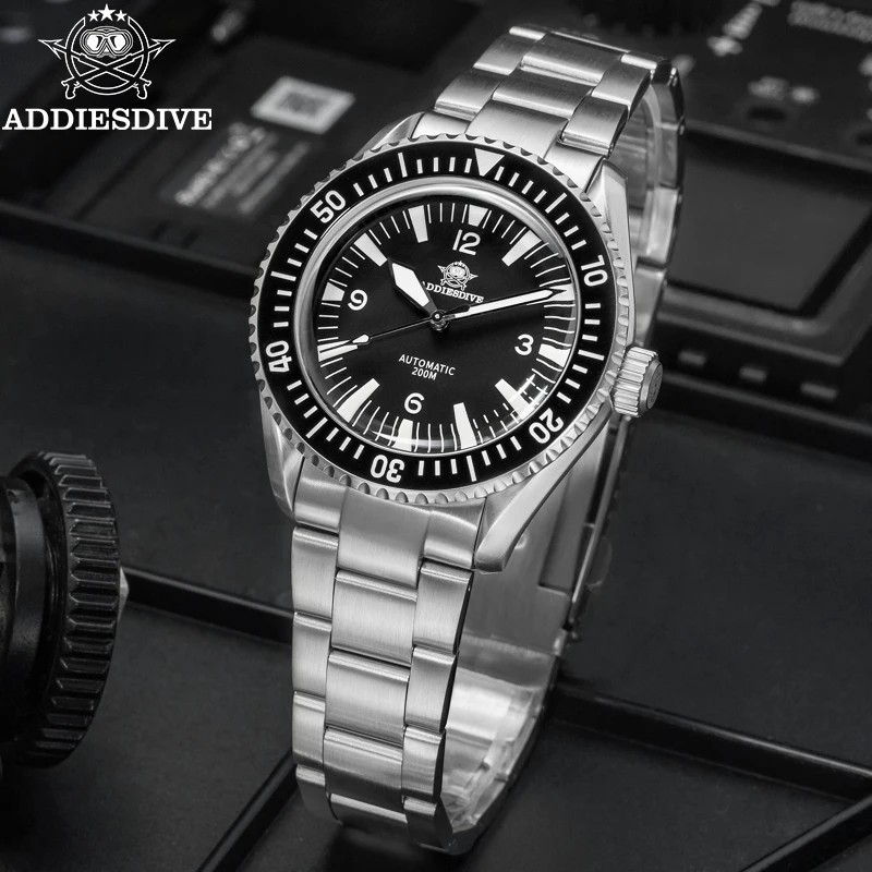 ADDIESDIVE montre pour hommes automatique Super lumineux étanche en acier inoxydable Date verre saphir montre-bracelet montre de sport pour hommes