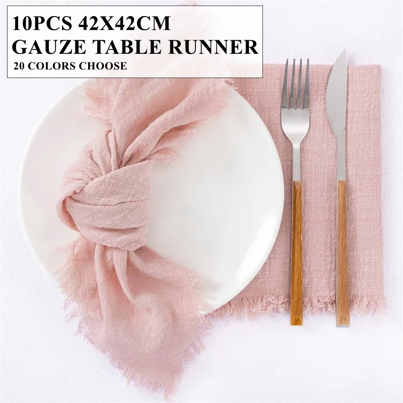 10pcs Lot Cotton Gauze Napkin Sage Rust Cheesecloth Napkins For Wedding Banquet Decoration