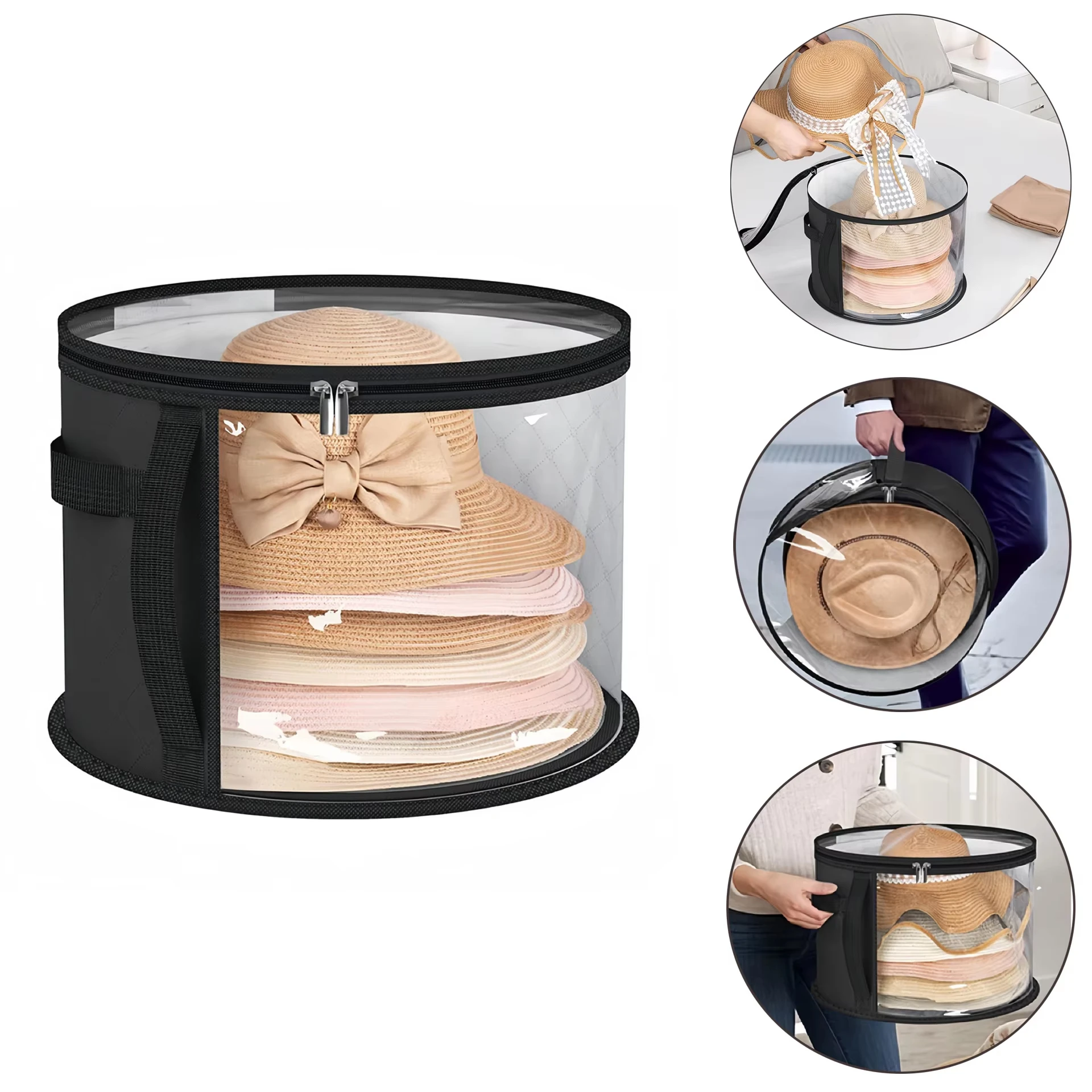 Hat storage bucket Beach hat can be stacked round brim hat storage bag, travel items storage bucket, portable storage bag