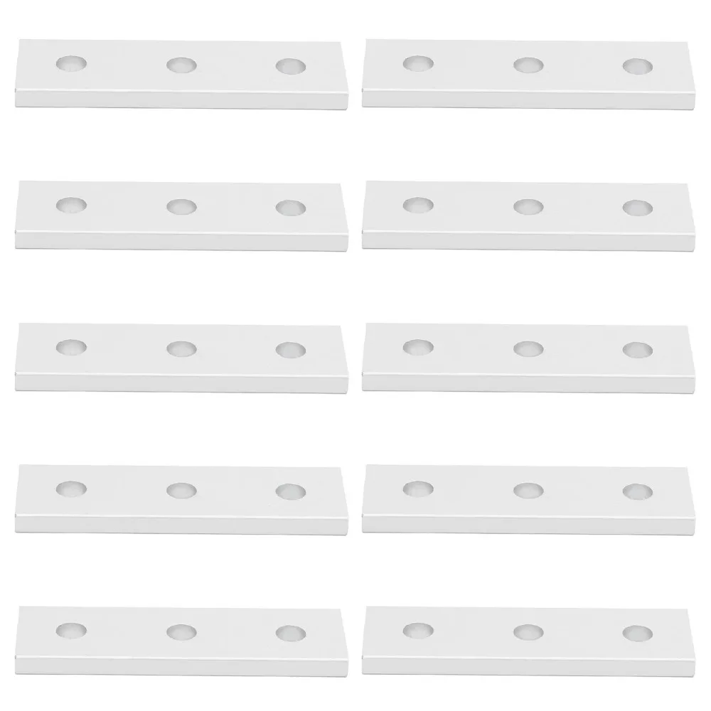 10 pcs for 2020 T/ 3030T-Slot Profile 3 Hole Joining Plate Repair Fixing Bracket Straight Brace Flat Mending Plate 3 Hole Design