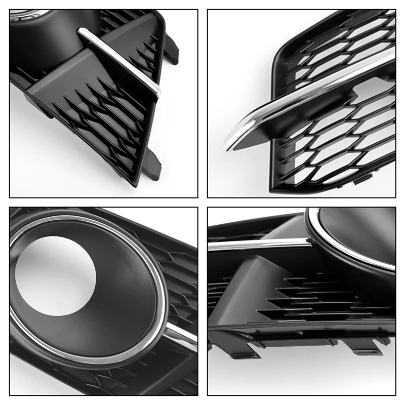 Car Fog Light Grill Lamps Cover Plastic Fog Light Grille With Hole For A6 C7 S-Line 2016-2018 4G0807681AG 4G0807682AG