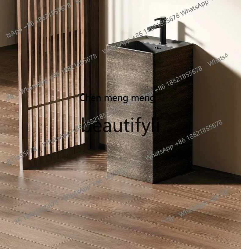 Retro column basin Villa terrace wash basin Outdoor garden column type floor-to-ceiling washbasin