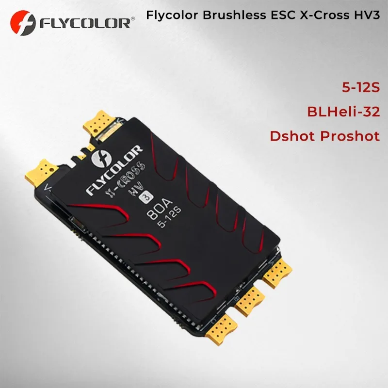 

Flycolor Brushless ESC X-Cross HV3 60A 80A 120A 160A ESC 5-12S Lipo BLHeli-32 Dshot Proshot 64MHz 32-Bit For RC FPV Racing Drone