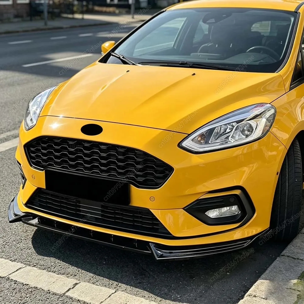 For Ford Fiesta MK8 ST ST-line 2017 To 2021 Car Front Bumper Spoiler Splitter Diffuser Lip Body Kits Tuning 3Pcs ABS Gloss Black