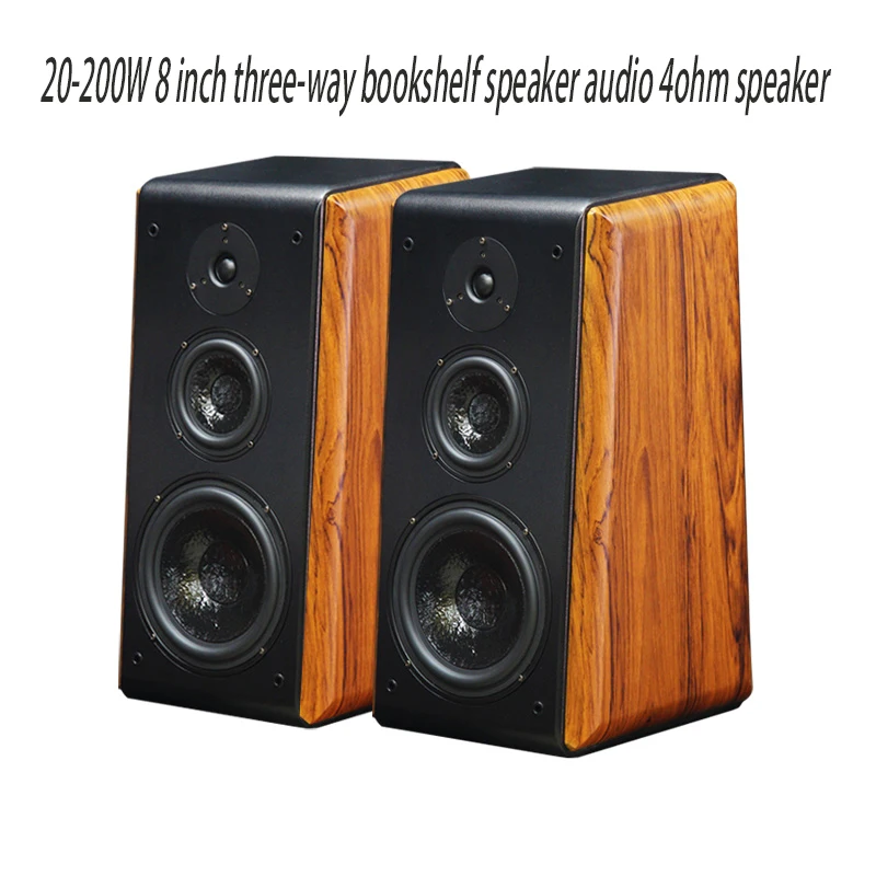 20-200W 8 Inch Fever HiFi LoudSpeaker Passive Three-way Bookshelf Speaker Monitor Home Theater System Audio Speakers